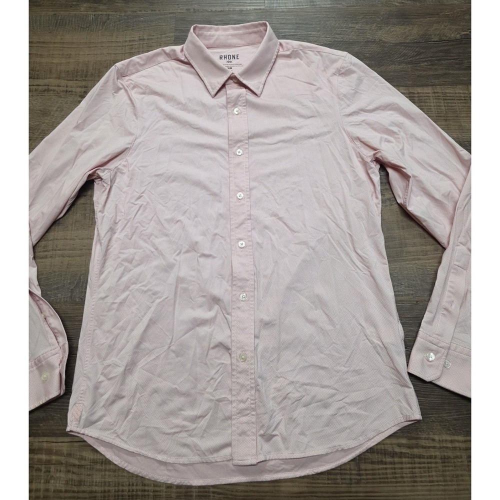 Rhone Commuter Long Sleeve Dress Shirt Mens Size M Button Up Pink/Red